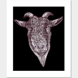 Goat head farm animal Posters and Art